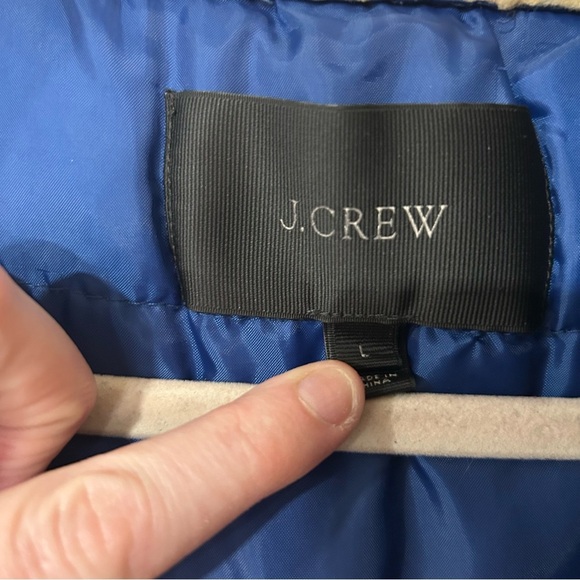 J.Crew Navy Blue Sherpa Hooded Full Zip Parka Coat Jacket Women’s Size Large - Picture 4 of 6